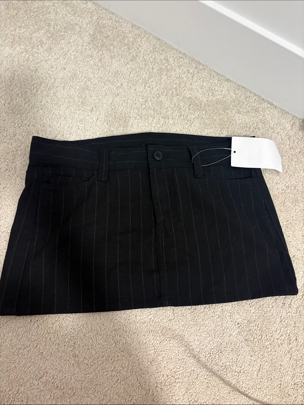 Black Pinstripe Mini Skirt